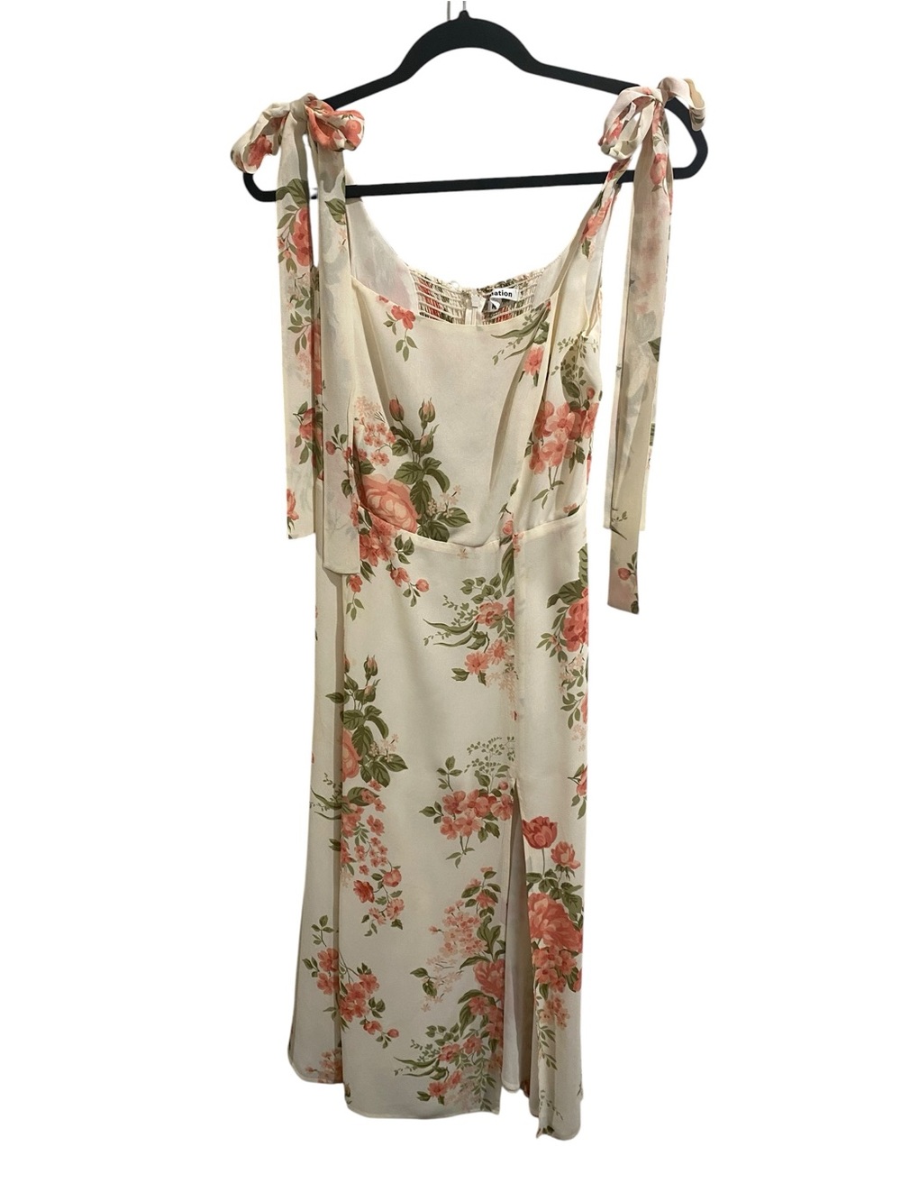 Reformation Twilight Crepe Tie Shoulder Cami Square Neck Side Slit Midi Dress - Picture 2 of 6